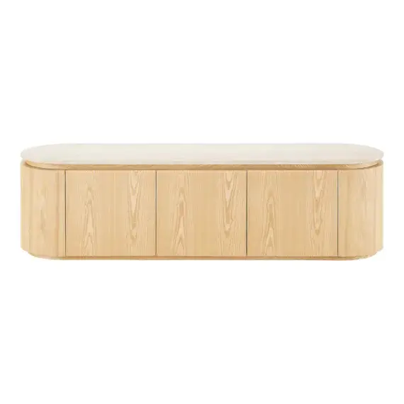 Mueble de TV roble natural y granito Larvik