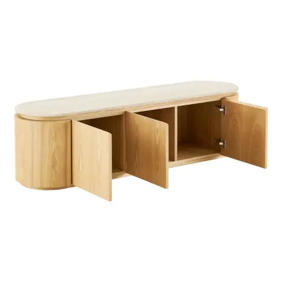 Mueble de TV roble natural y granito Larvik