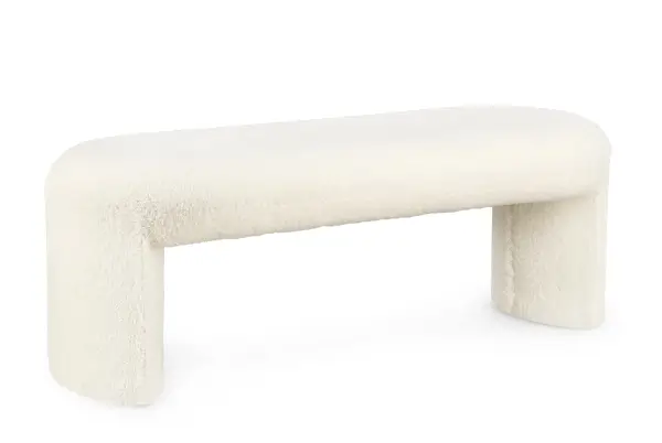Banco pie de cama tapizado Teddy marfil
