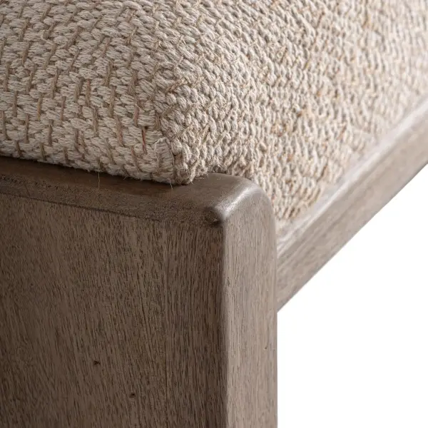 Pie de cama Liermo en yute beige y madera de mango