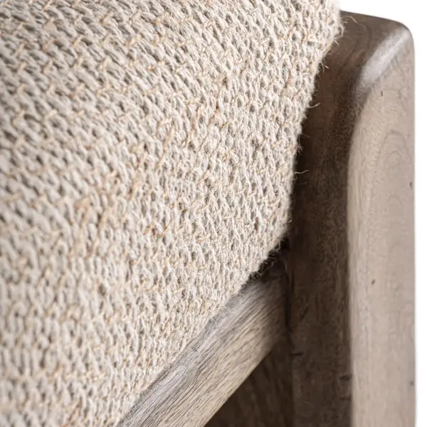 Pie de cama Liermo en yute beige y madera de mango