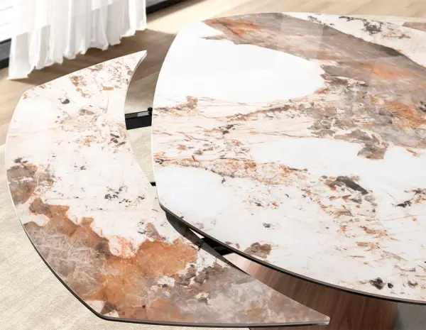 Mesa de comedor extensible nogal y porcelánico Arvena