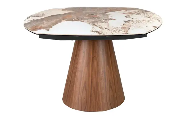 Mesa de comedor extensible nogal y porcelánico Arvena