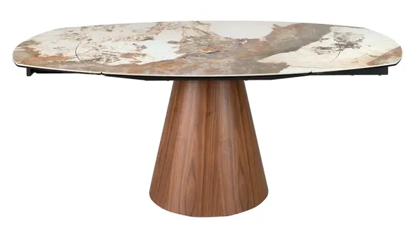 Mesa de comedor extensible nogal y porcelánico Arvena