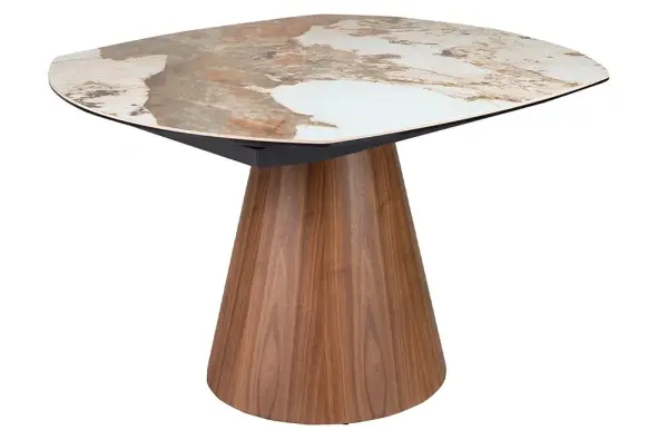 Mesa de comedor extensible nogal y porcelánico Arvena