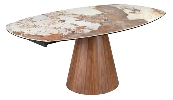 Mesa de comedor extensible nogal y porcelánico Arvena