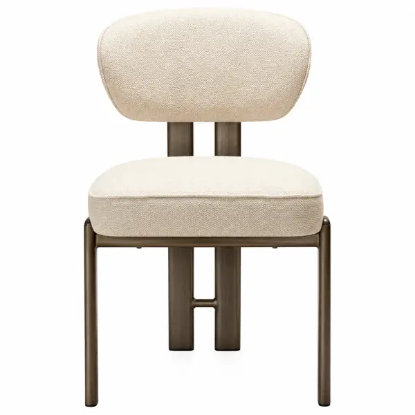 Silla tapizada beige y metal latón envejecido Ducte
