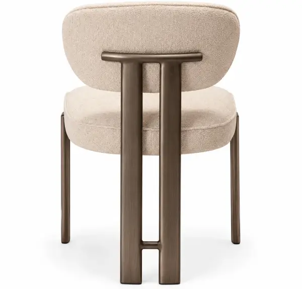 Silla tapizada beige y metal latón envejecido Ducte