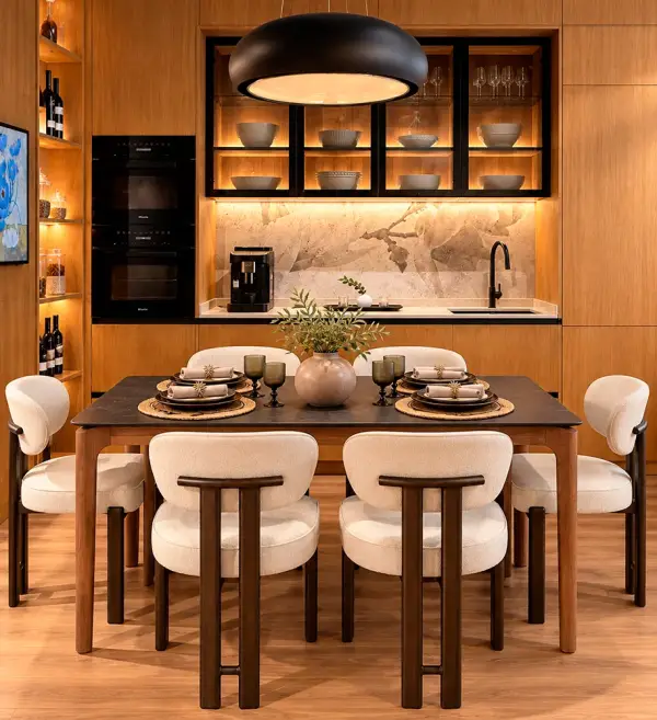 Mesa de comedor extensible porcelánico de 160 Jovik lig. defectos
