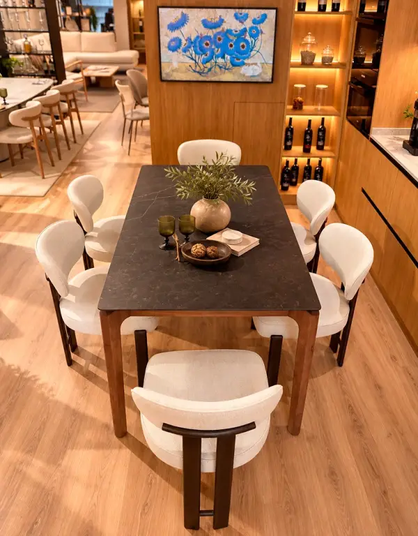 Mesa de comedor extensible porcelánico de 160 Jovik lig. defectos