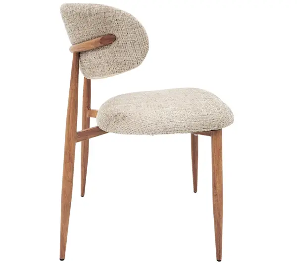 Silla tapizada beige metal imitando madera Aka