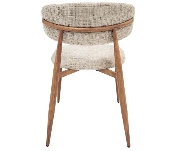 Silla tapizada beige metal imitando madera Aka