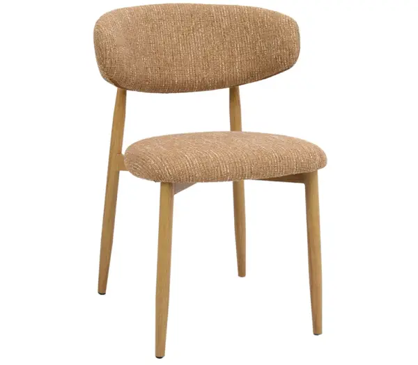 Silla tapizada caramelo metal imitando madera Aka