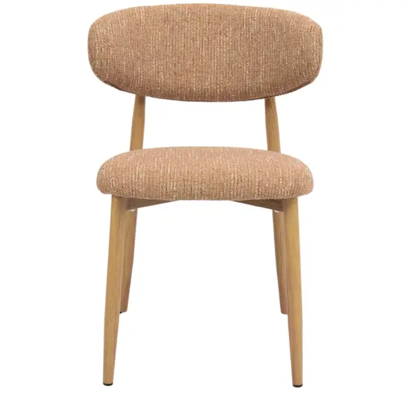 Silla tapizada caramelo metal imitando madera Aka