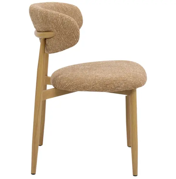 Silla tapizada caramelo metal imitando madera Aka