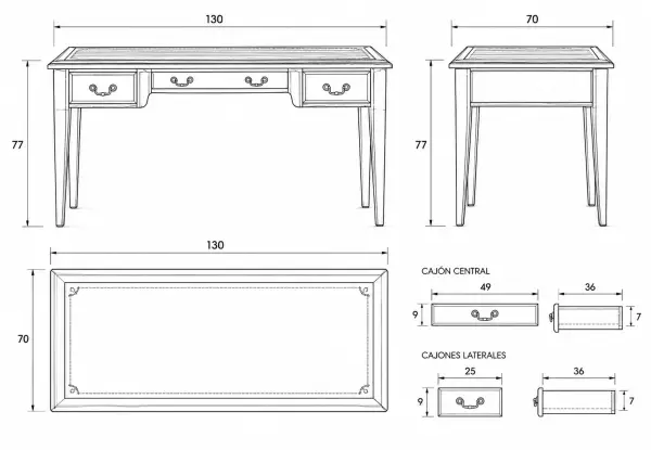 Mesa de escritorio clásica Sheffield