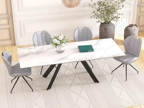 Mesa de comedor extensible metal y porcelánico Ontario