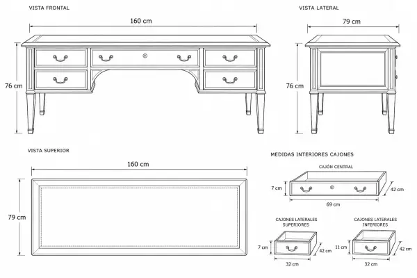 Mesa de escritorio clásica Ostende