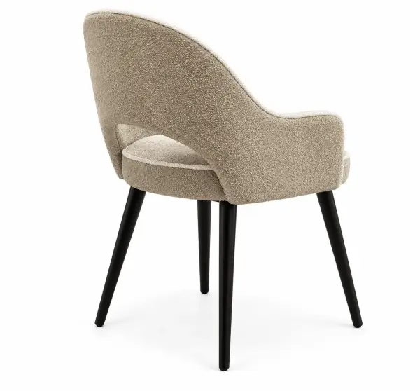 Sillón tapizada boucle y lacado negro Virginia