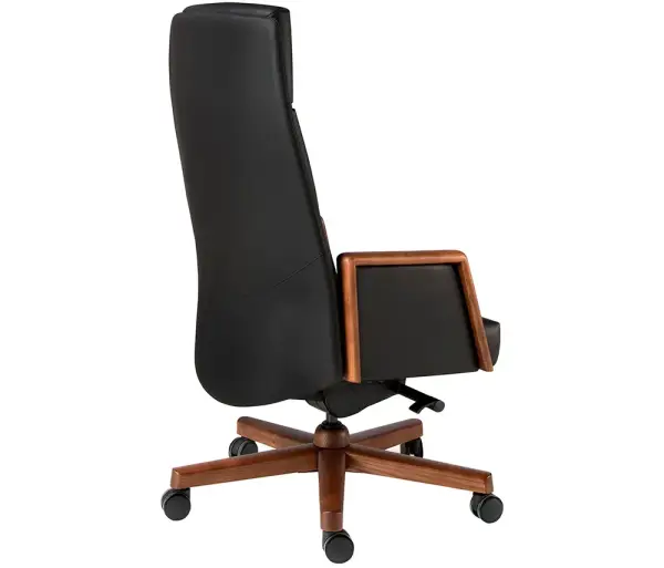 Sillón de despacho nogal y polipiel negra Icon