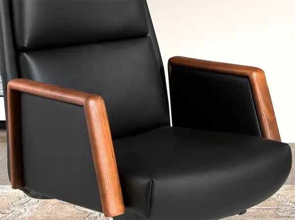 Sillón de despacho nogal y polipiel negra Icon