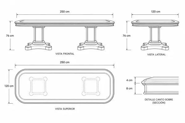 Mesa de juntas doble pedestal clásica Norwich