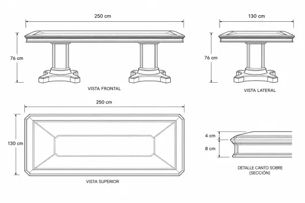 Mesa de juntas doble pedestal con Isla clásico Coventry