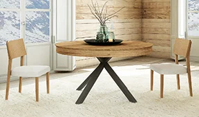 Mesa de comedor redonda extensible industrial Silvia Mesa de comedor redonda extensible industrial Silvia