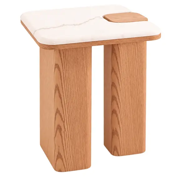 Mesa auxiliar roble y marmól blanco Gloter