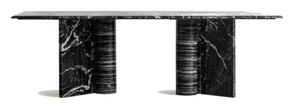 Mesa de comedor moderna Gautby de mármol negro 240 cm