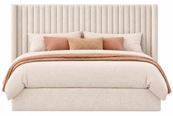 Cama con canapé tapizada para colchón de 150x200 Boccelli crema