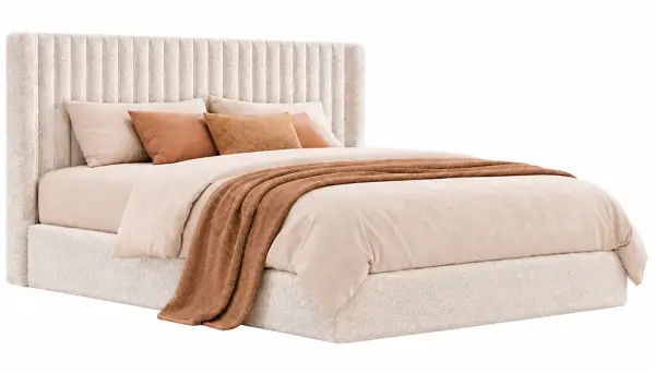 Cama con canapé tapizada para colchón de 150x200 Boccelli crema