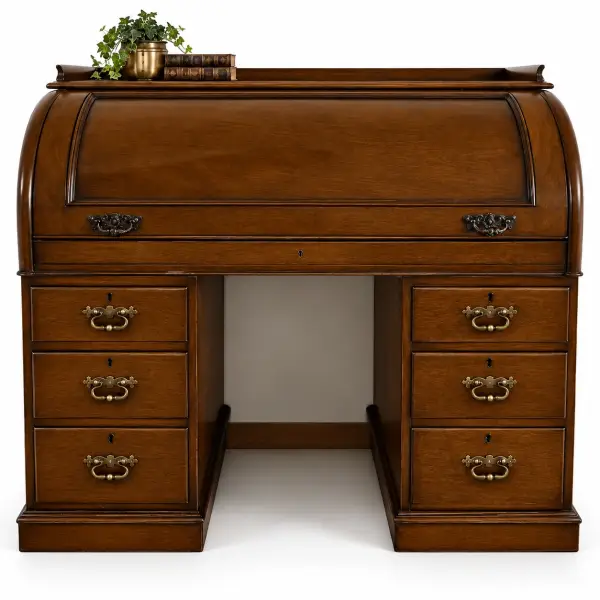 Bureau clásico Kensington de madera de cerezo con persiana y cajones