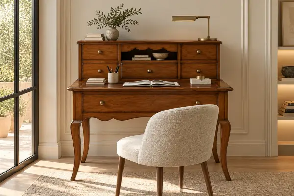 Bureau clásico Chantilly de madera de cerezo con cajones