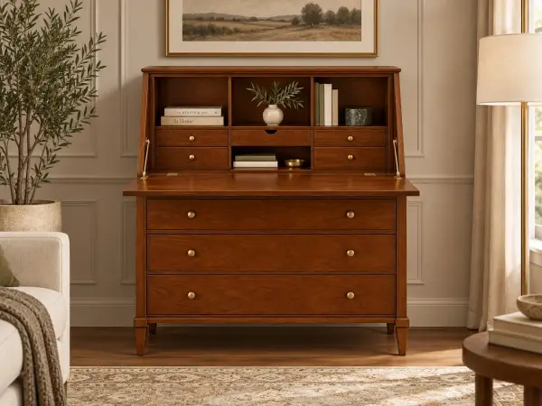 Bureau clásico Florencia de madera de cerezo con escritorio abatible
