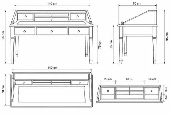 Bureau clásico Lancaster de madera de cerezo con cajones