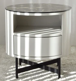 Mesa auxiliar de mármol cerámico gris