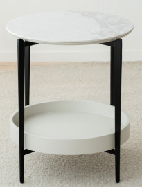 Mesa auxiliar metal negro y cerámico BL