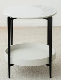 Mesa auxiliar metal negro y cerámico BL