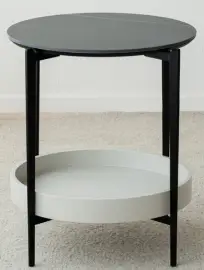 Mesa auxiliar de metal negro y cerámico gris