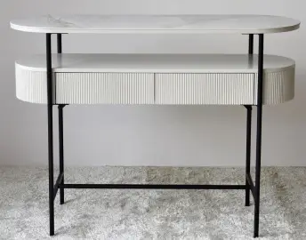 Consola de cerámico blanco y gris