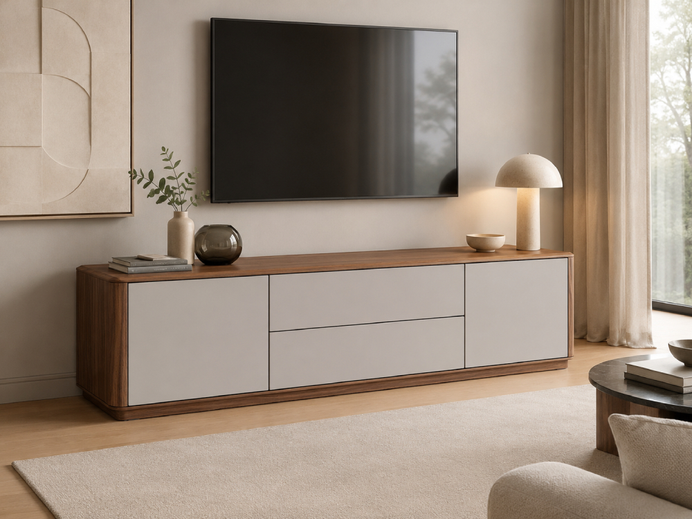 Portobellostreet - Mesa de televisión 2 puertas nogal Atticus