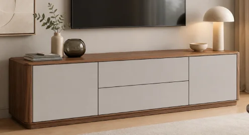 Mesa de televisión 2 puertas nogal Atticus
