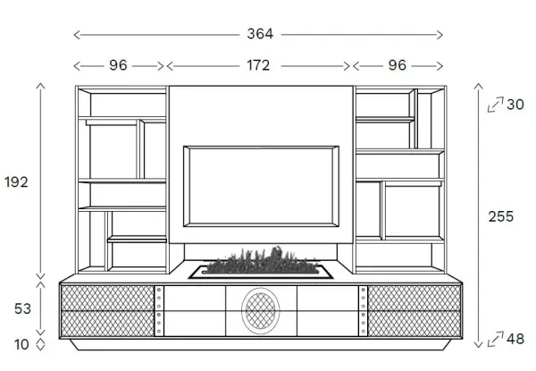 Mueble de televisión GV de La Ebanistería con chimenea integrada