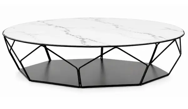 Mesa de centro redonda porcelánico y metal Arbor Bonaldo