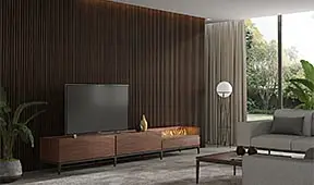 Mesa de televisión Etna con chimenea eléctrica by Castelo