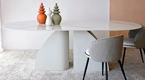 Mesa de comedor cerámico blanco Norte