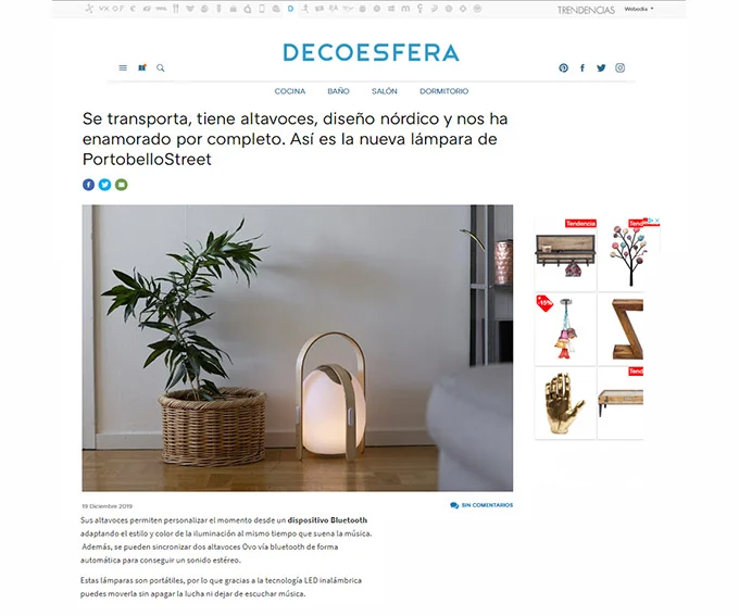 Se transporta, tiene altavoces, diseño nórdico y nos ha enamorado por completo. Así es la nueva lámpara de PortobelloStreet