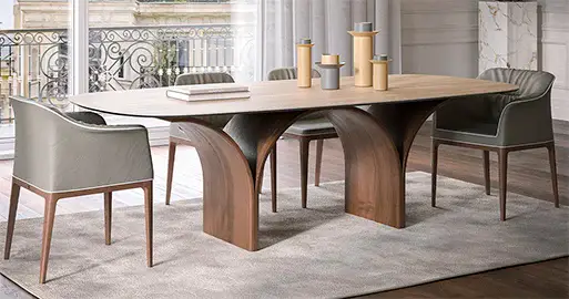Mesa de comedor porcelánico y madera Arco Tonin Casa