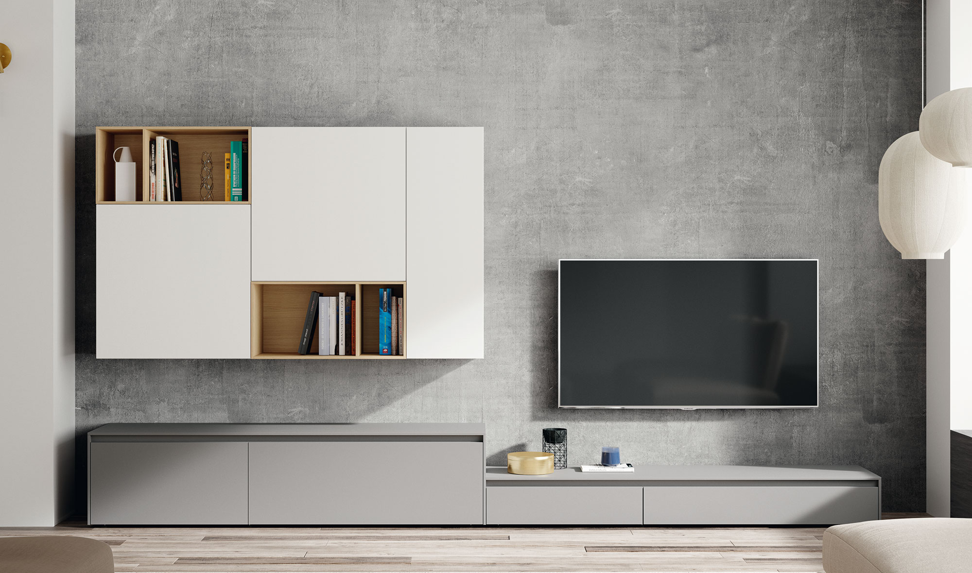 Mueble tv blanco lacado Naica